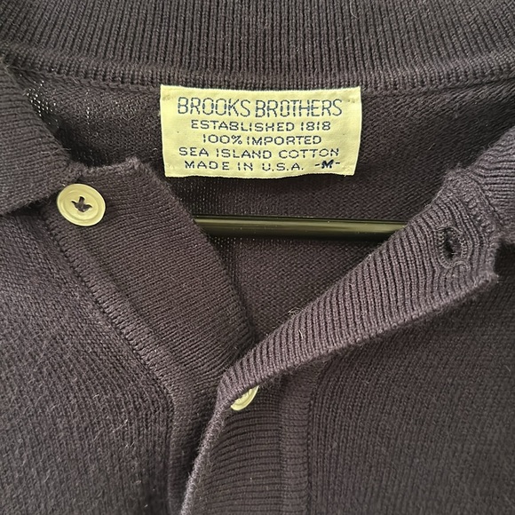Brooks Brothers 100% Cotton Navy Blue Long-Sleeve Polo Size M - Picture 2 of 4